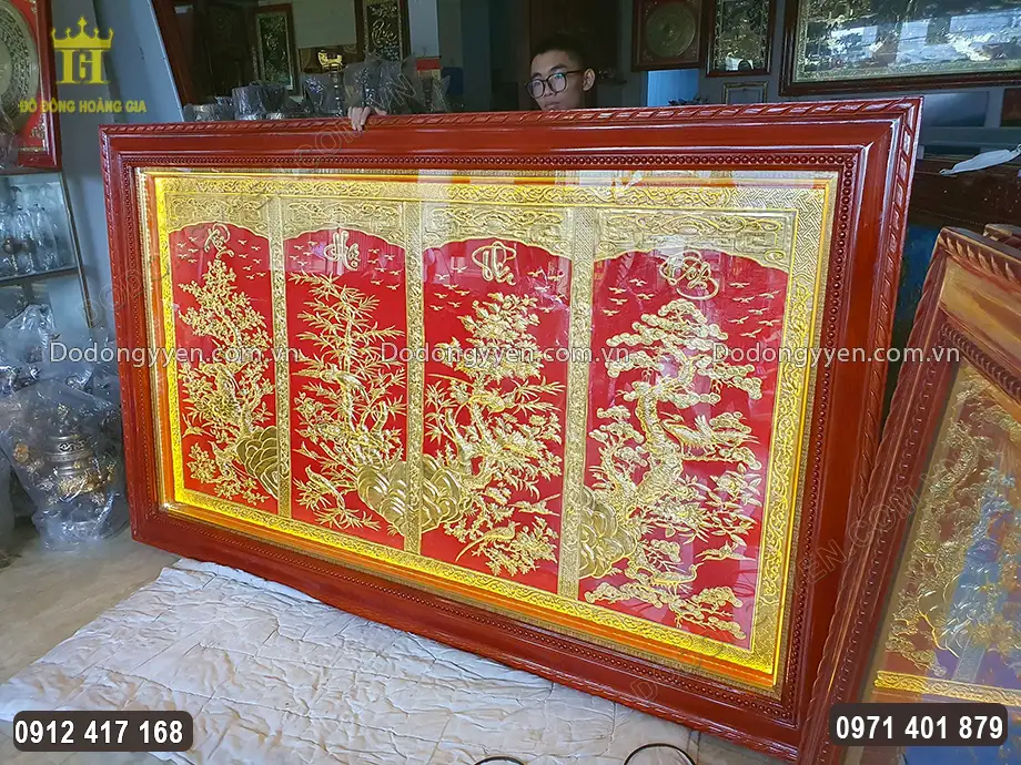 Vật phẩm tranh đồng n&agrave;y th&iacute;ch hợp treo ở ph&ograve;ng kh&aacute;ch, ph&ograve;ng l&agrave;m việc hay ph&ograve;ng thờ